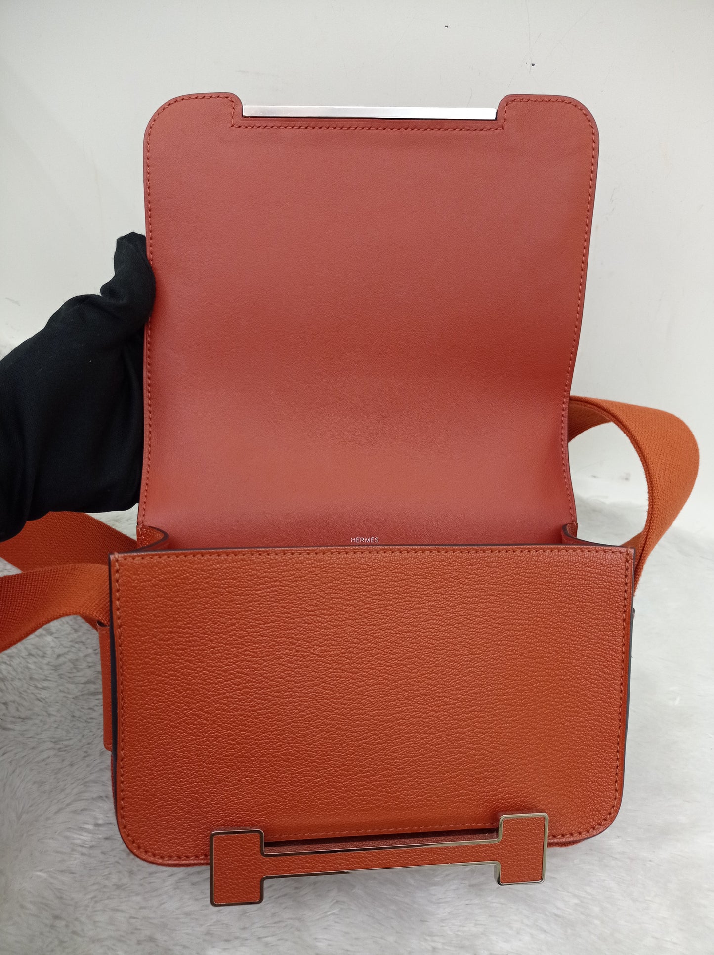 Hermes Geta Chevre Mysore Sangle Cuivre PHW #U