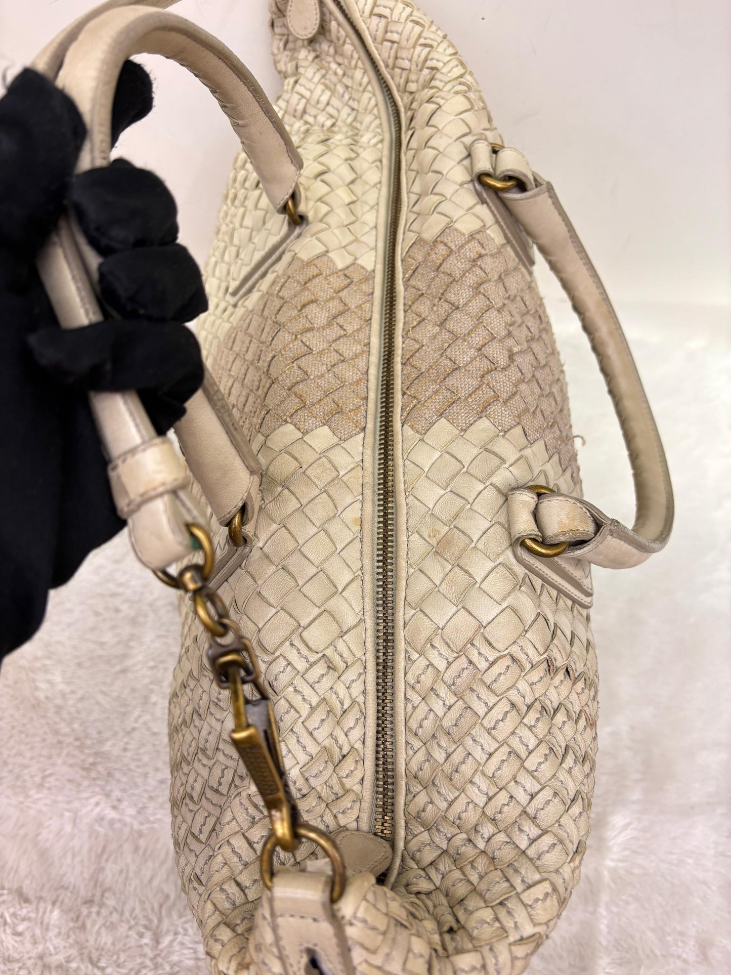 Bottega Veneta Bicolour Intrecciato Convertible Tote 3 Ways White Cream RGHW 2007