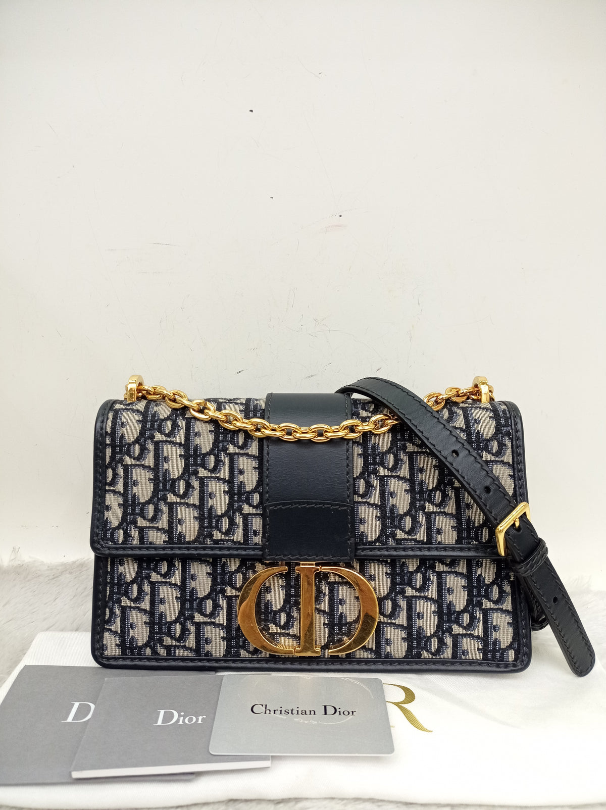 Dior Montaigne 30 Chain Flap Oblique Navy GHW 2020