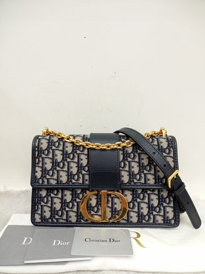 Dior Montaigne 30 Chain Flap Oblique Navy GHW 2020