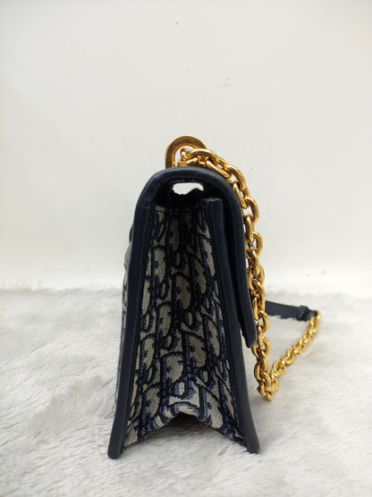 Dior Montaigne 30 Chain Flap Oblique Navy GHW 2020