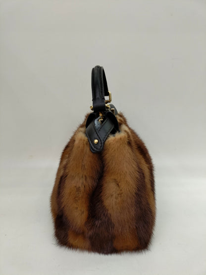 Fendi Peekaboo Mini Fur Black Brown GHW