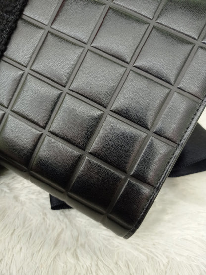 Chanel Clutch Tweed Leather Lamb Chocolate Bar Camelia Black GHW #7