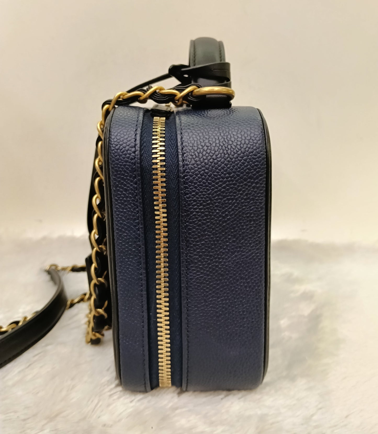 Chanel Filigree Vanity Case Medium Caviar Blue Black GHW #26