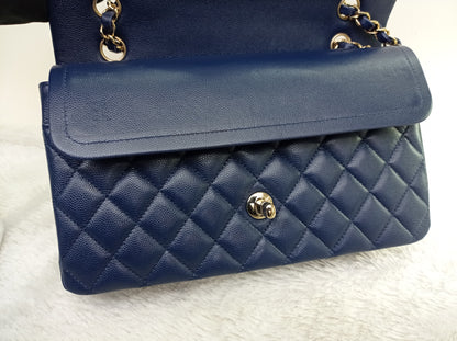 Chanel Medium Caviar Dark Blue GHW DF #24