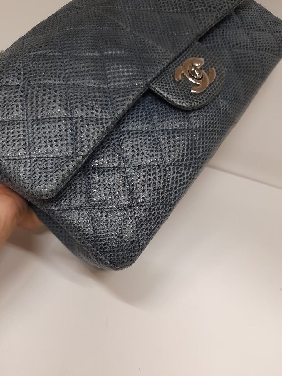 Chanel Medium Lizard Blue SHW #14              Size 25,5x15,5x6,5