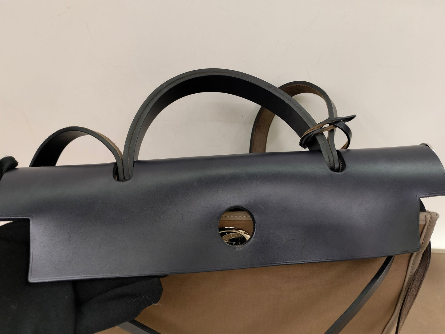 HB31 Zip Canvas Etoupe Flap Bleu Indigo PHW #C