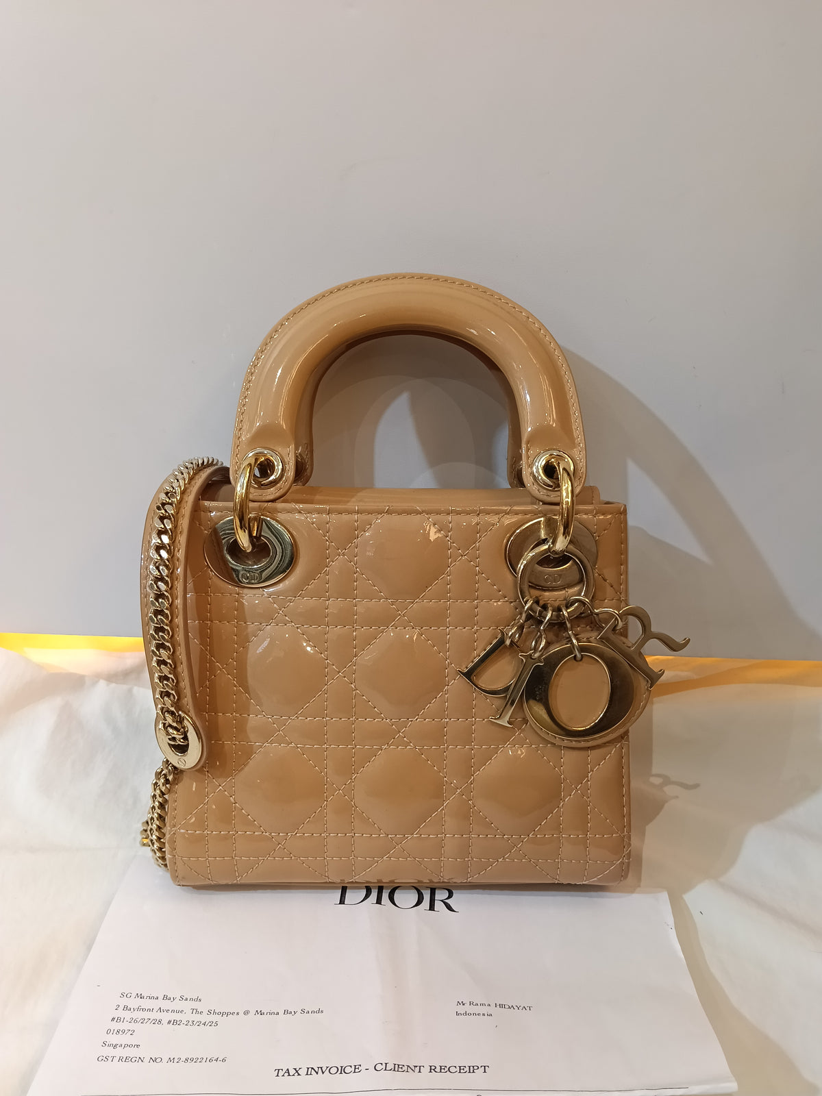 Lady Dior Mini Patent Nude GHW 2022
