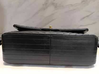 Chanel Jumbo Chevron Lamb Black GHW DF #27