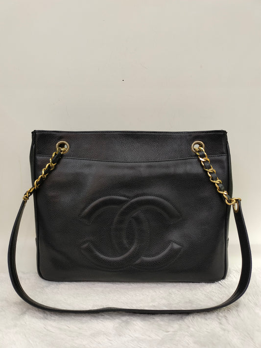 Chanel Timeless Tote Shoulder Caviar Calfskin Black GHW (broken holo)