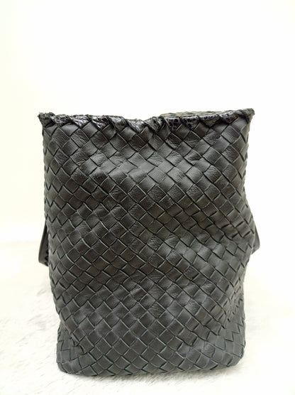 Bottega Veneta Nappa Intrecciato Ayers Brick Tote Black Snake Skin RHW