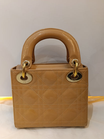 Lady Dior Mini Patent Nude GHW 2022