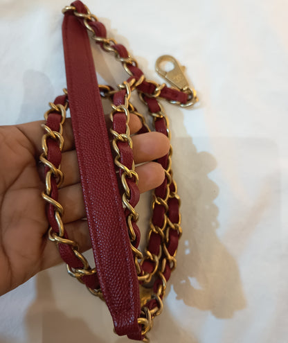 Chanel Bowling Top Handle Lizard Medium Caviar Red GHW #24