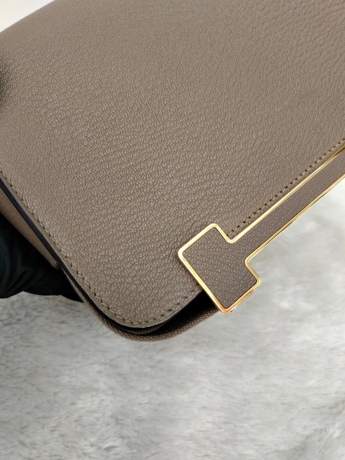 Hermes Geta Chevre Etoupe GHW #U