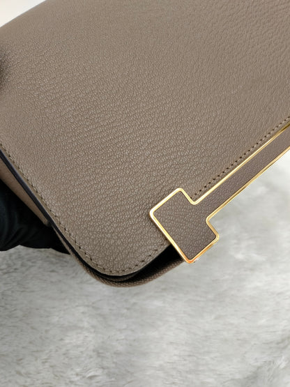 Hermes Geta Chevre Etoupe GHW #U