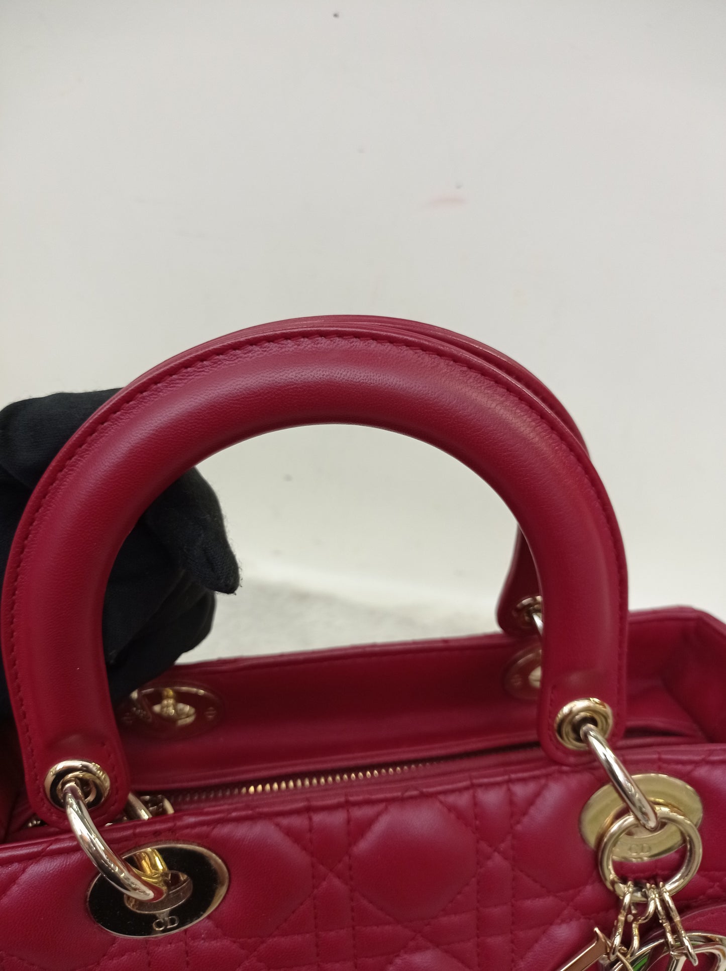 Dior Lady D'Joy Medium Lamb Red GHW 2016