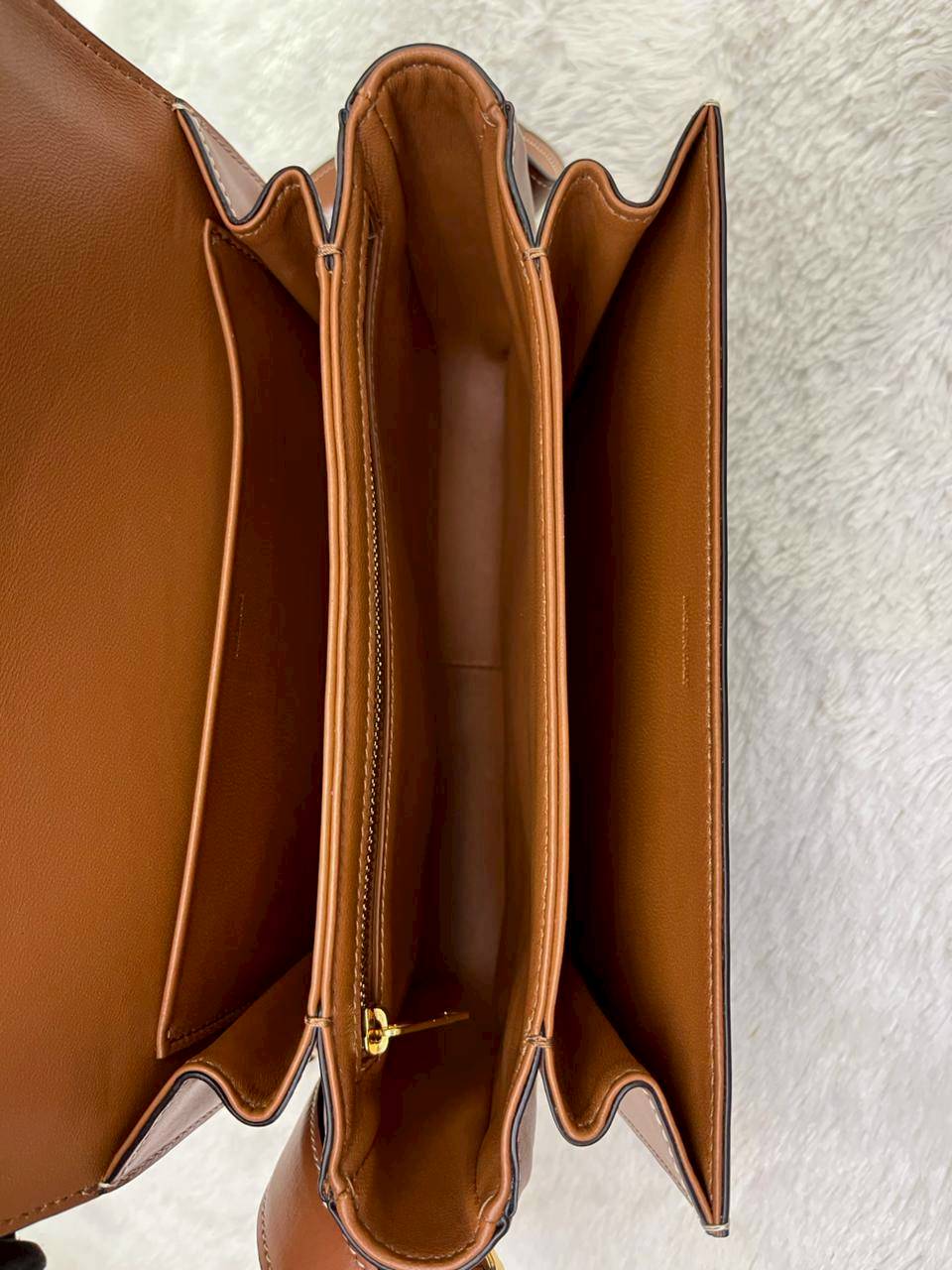 Celine Triomphe Teen Canvas Calfskin Tan Black GHW 2021