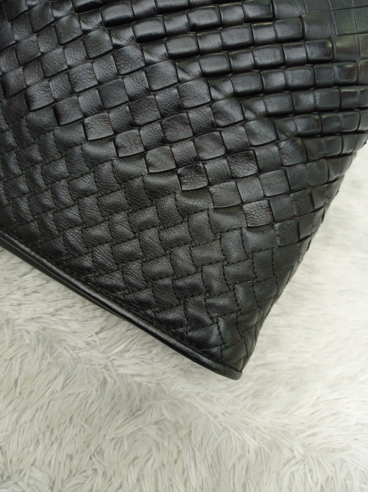 Bottega Veneta Nappa Intreccio Imperatore Zip Clutch Black