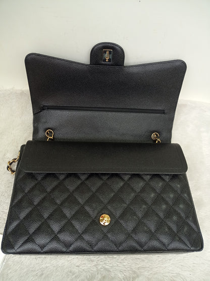 Chanel Maxi Caviar Black GHW DF #24