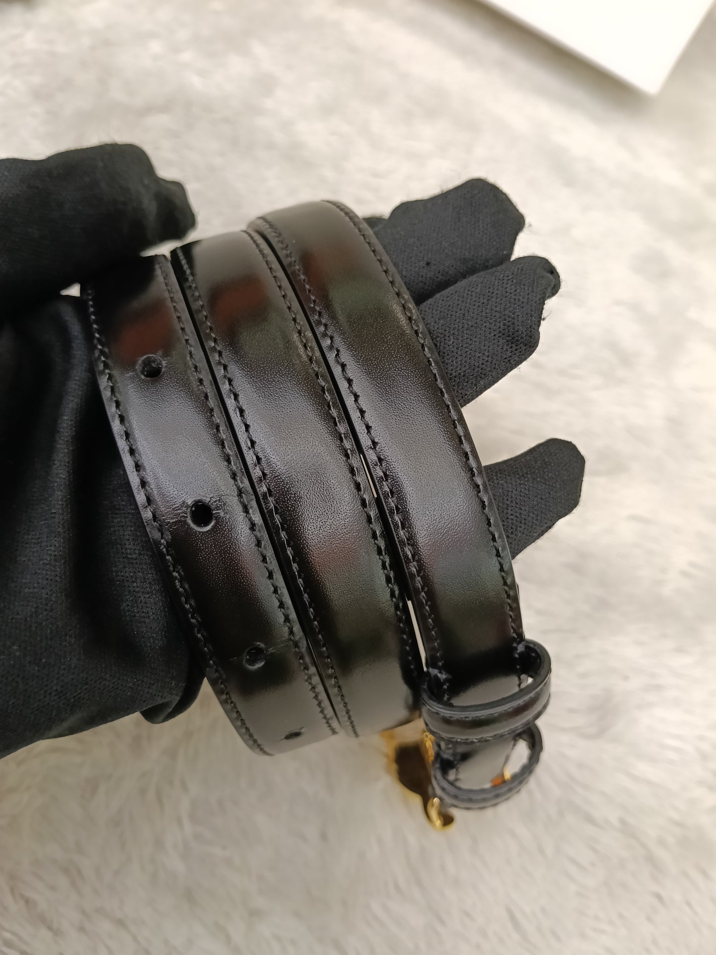 Celine Triomphe Belt Small Elegant Smooth Calfskin Black GHW size 80
