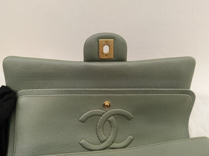Chanel Medium Caviar Light Green GHW DF #25