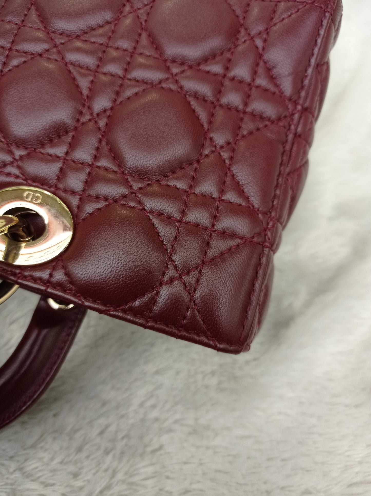Dior Lady D'Joy Medium Lamb Burgundy GHW 2016