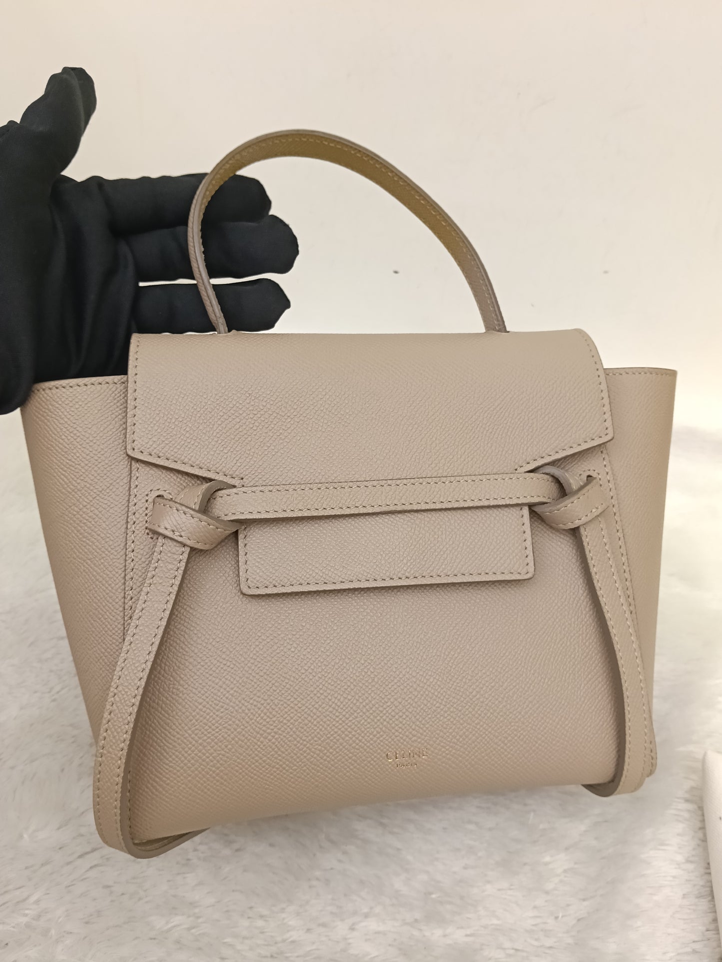Celine Nano Belt Grained Light Taupe GHW 2021