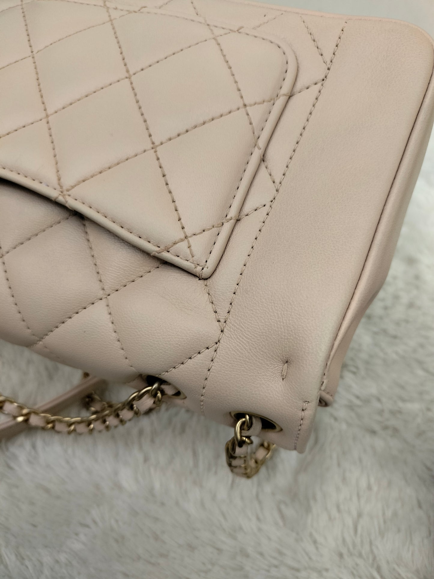 Chanel Diana Flap Small Lamb Light Beige GHW #20