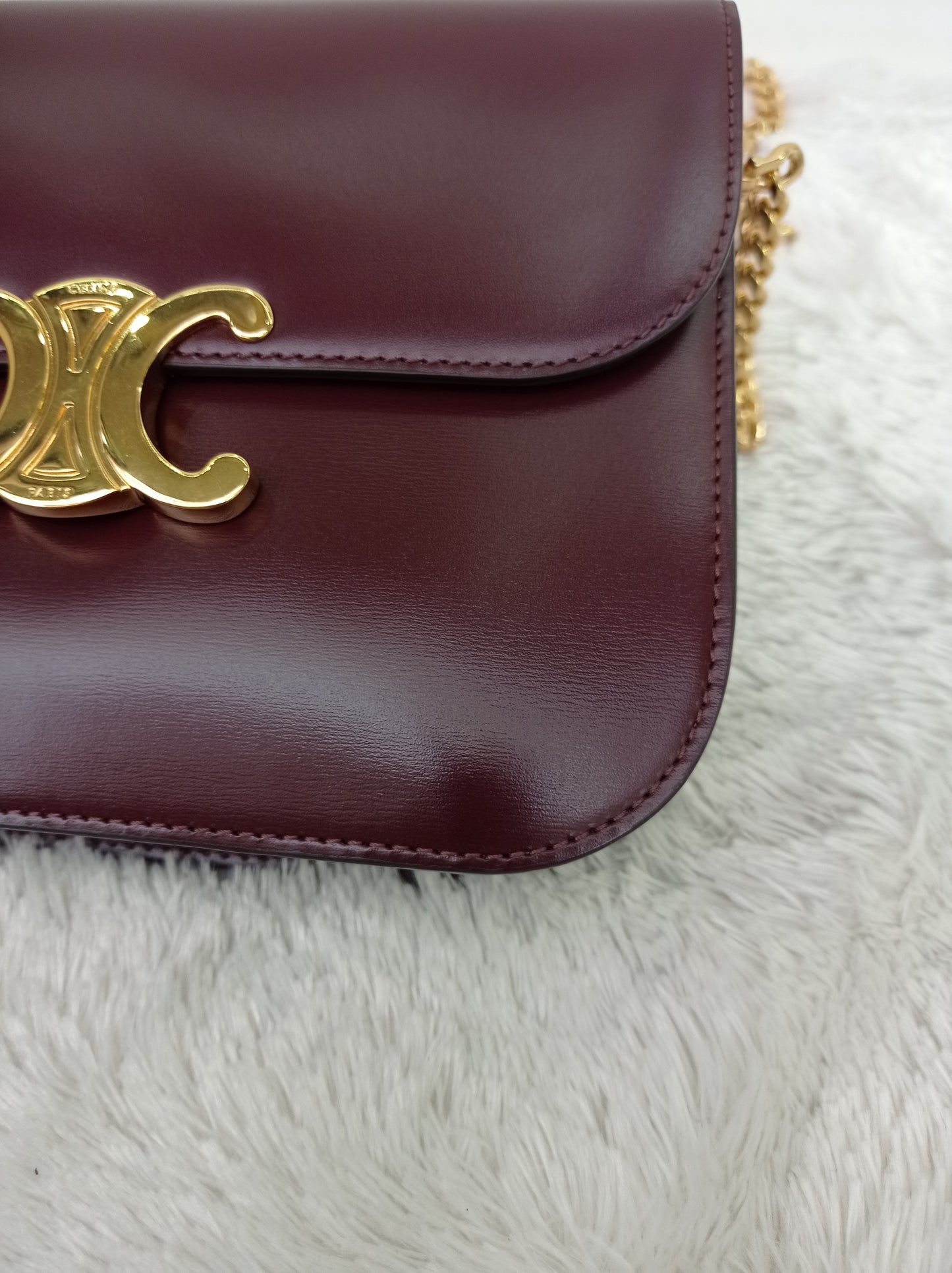 Celine Triomphe College Calfskin Dark Burgundy GHW 2023