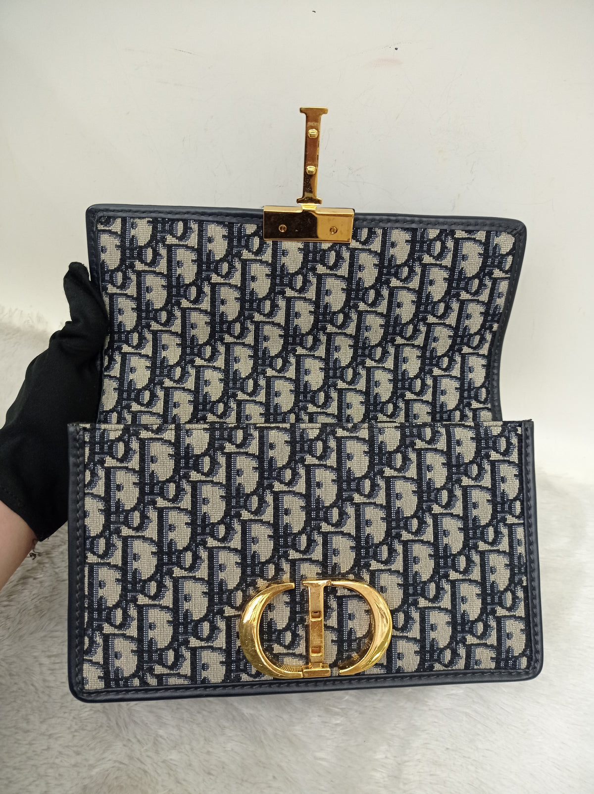 Dior Montaigne 30 Chain Flap Oblique Navy GHW 2020