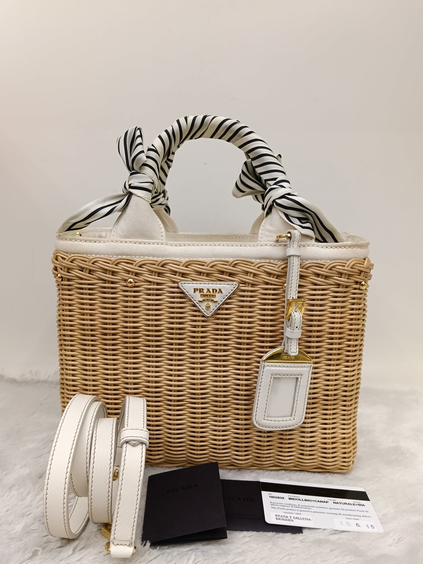 Prada Midollino Canapa Naturale Bianco GHW