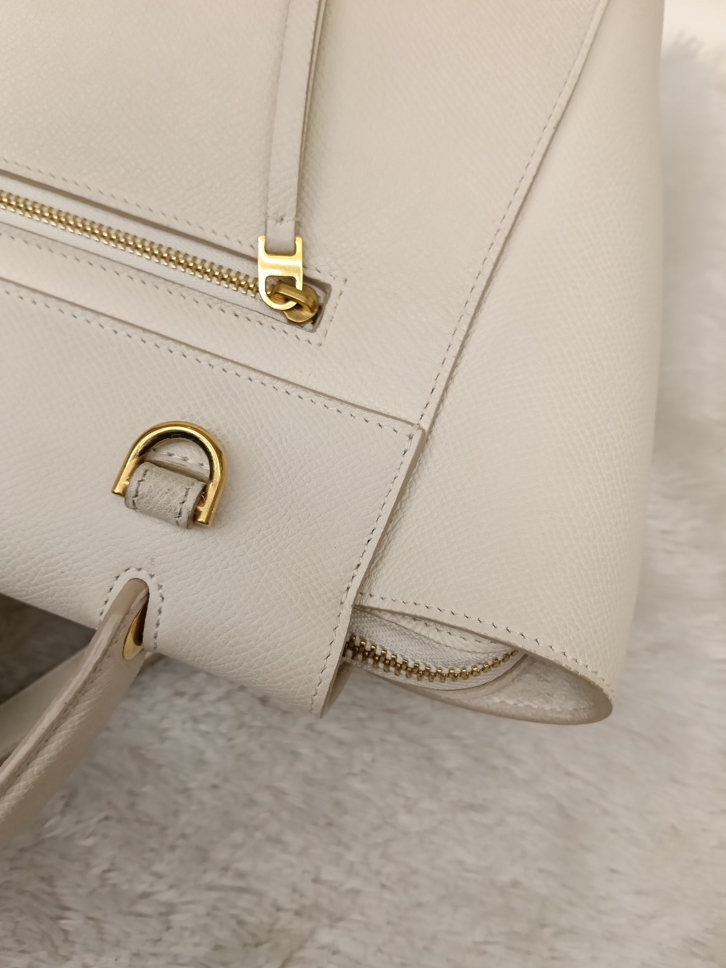 Celine Micro Belt Grained White GHW 2017