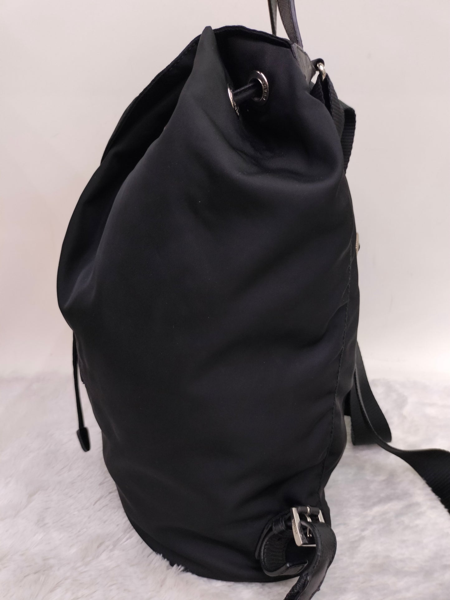 Prada Drawstring Backpack Nylon Black SHW