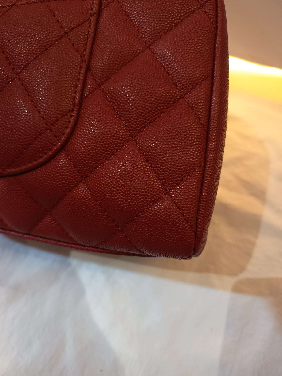 Chanel Bowling Top Handle Lizard Medium Caviar Red GHW #24