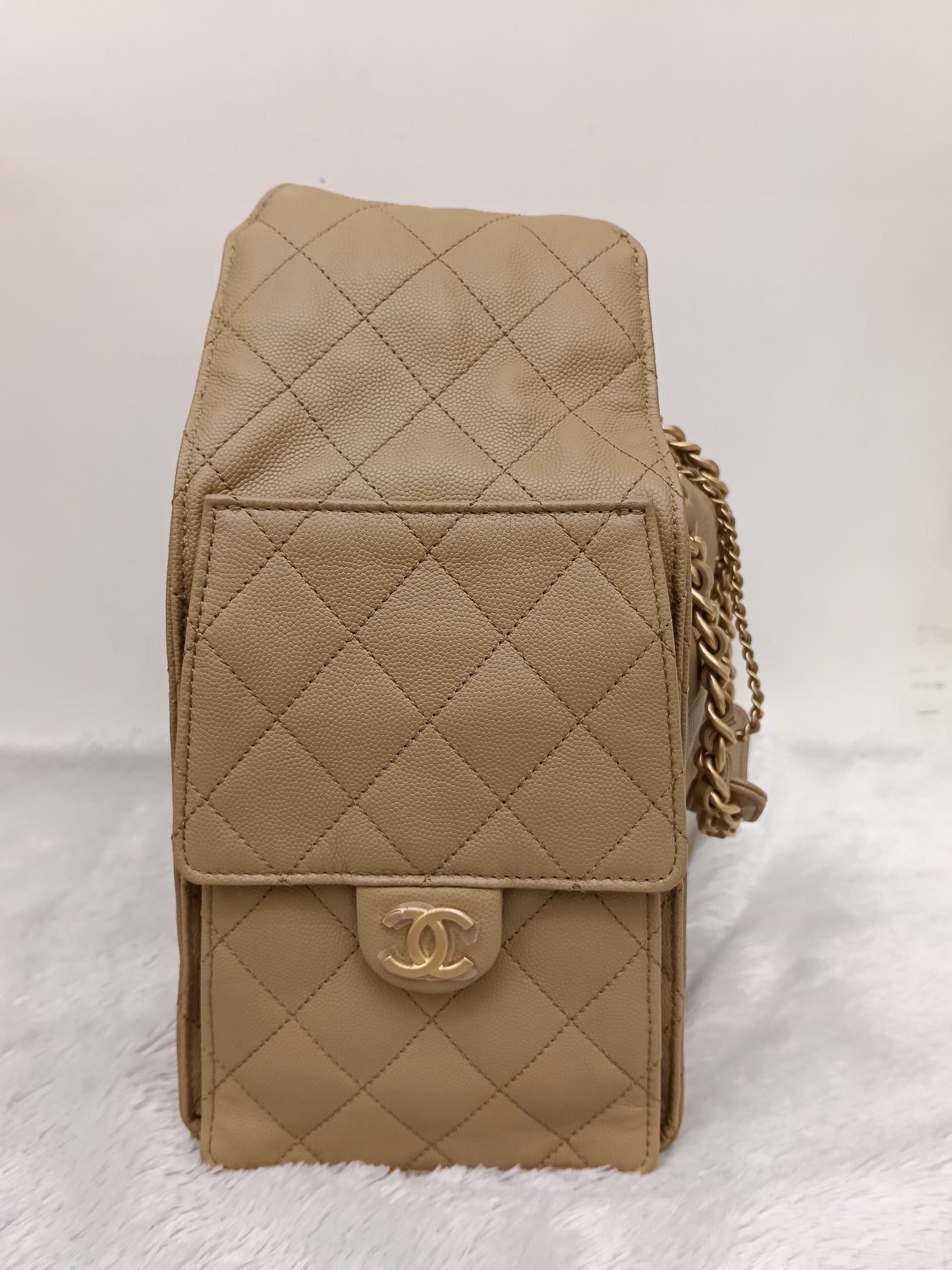 Chanel C25 Medium Caviar Dark Beige GHW (CHIP)