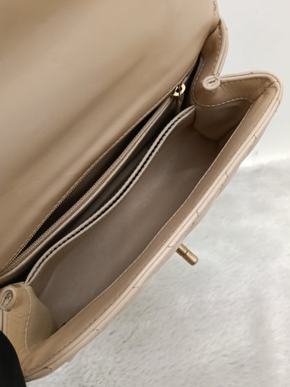 Chanel Coco Handle Small Chevron Calfskin Beige Handle Lizard GHW #25