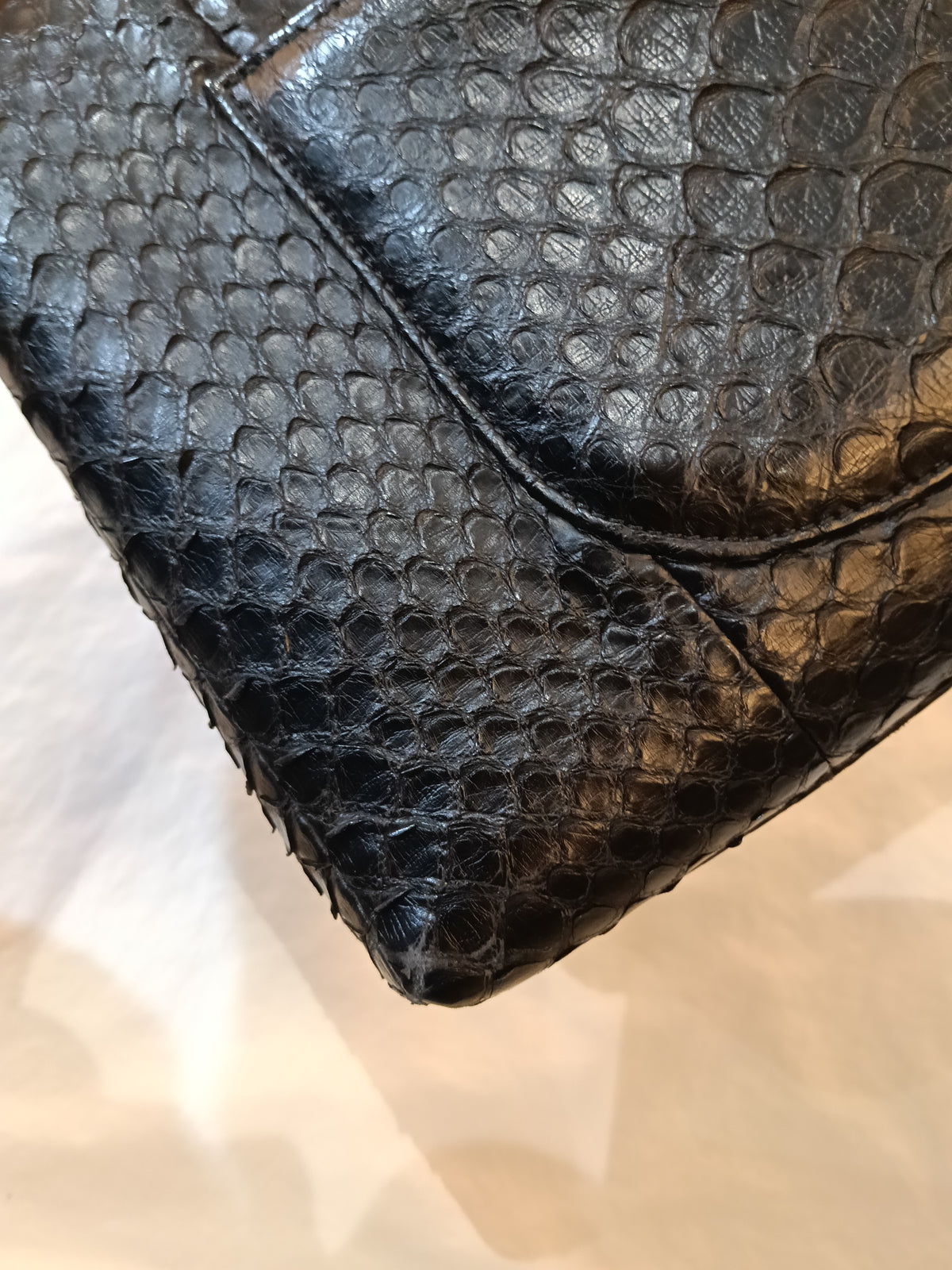 Chanel Coco Handle Medium Python Black RHW #23