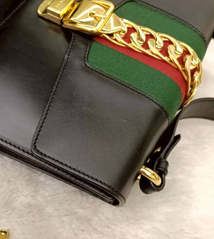 Gucci Sylvie Small Web Calfskin Black GHW