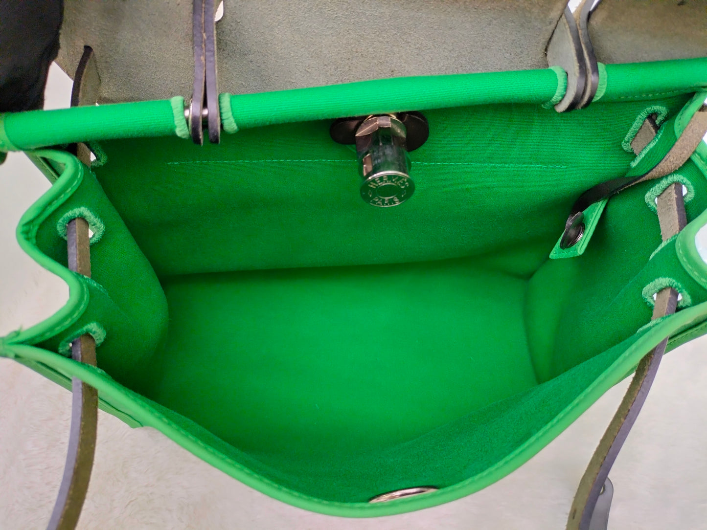 HB31 Zip Toile Vert Cactus Flap Black PHW #D