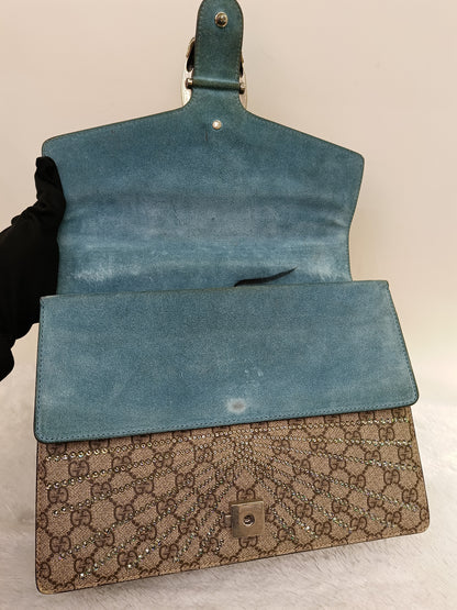 Gucci Dionysus Medium Embriodered Angry Cat Light Blue RHW