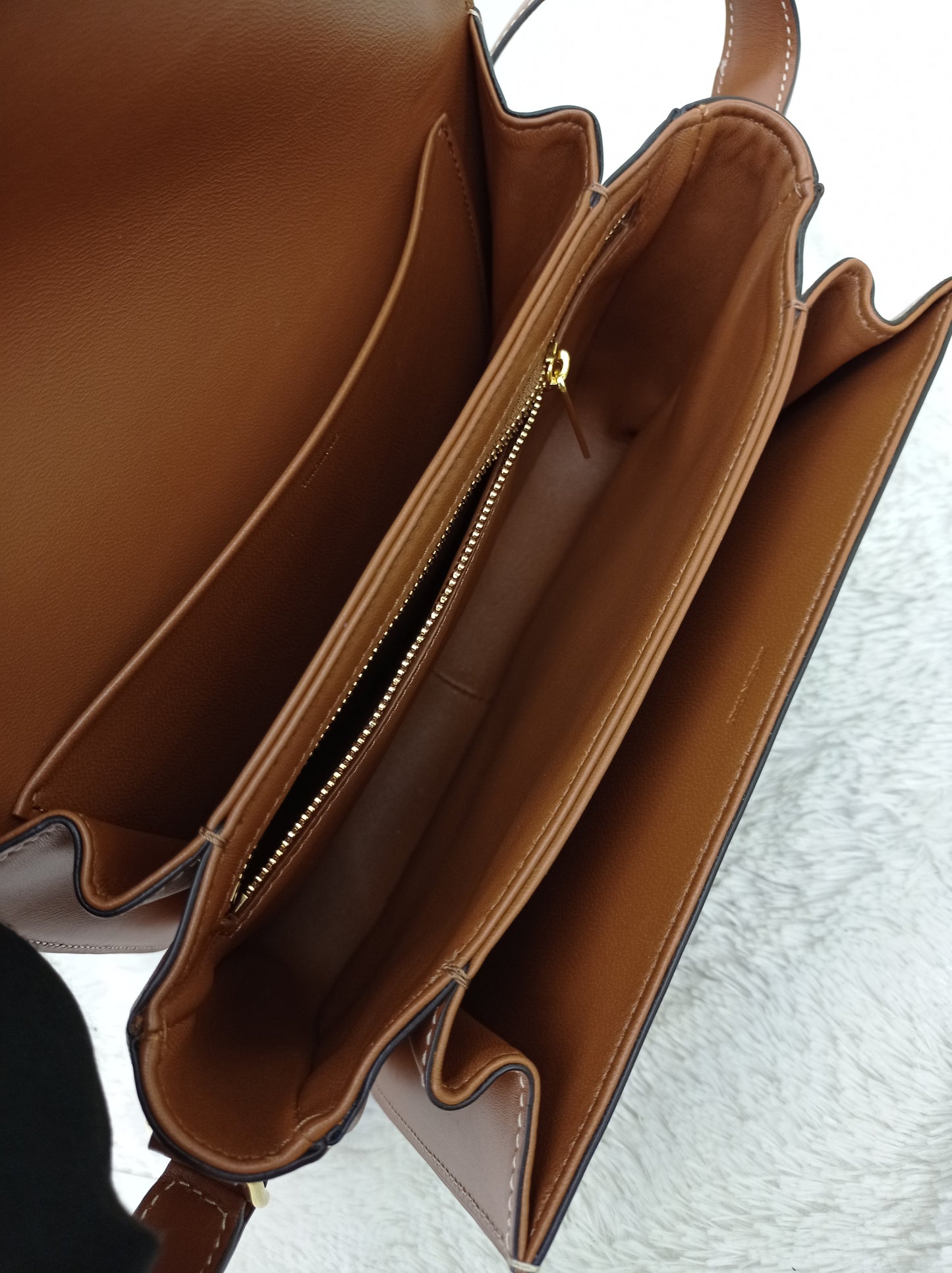 Celine Triomphe Medium Canvas Calfskin Border Tan GHW 2021