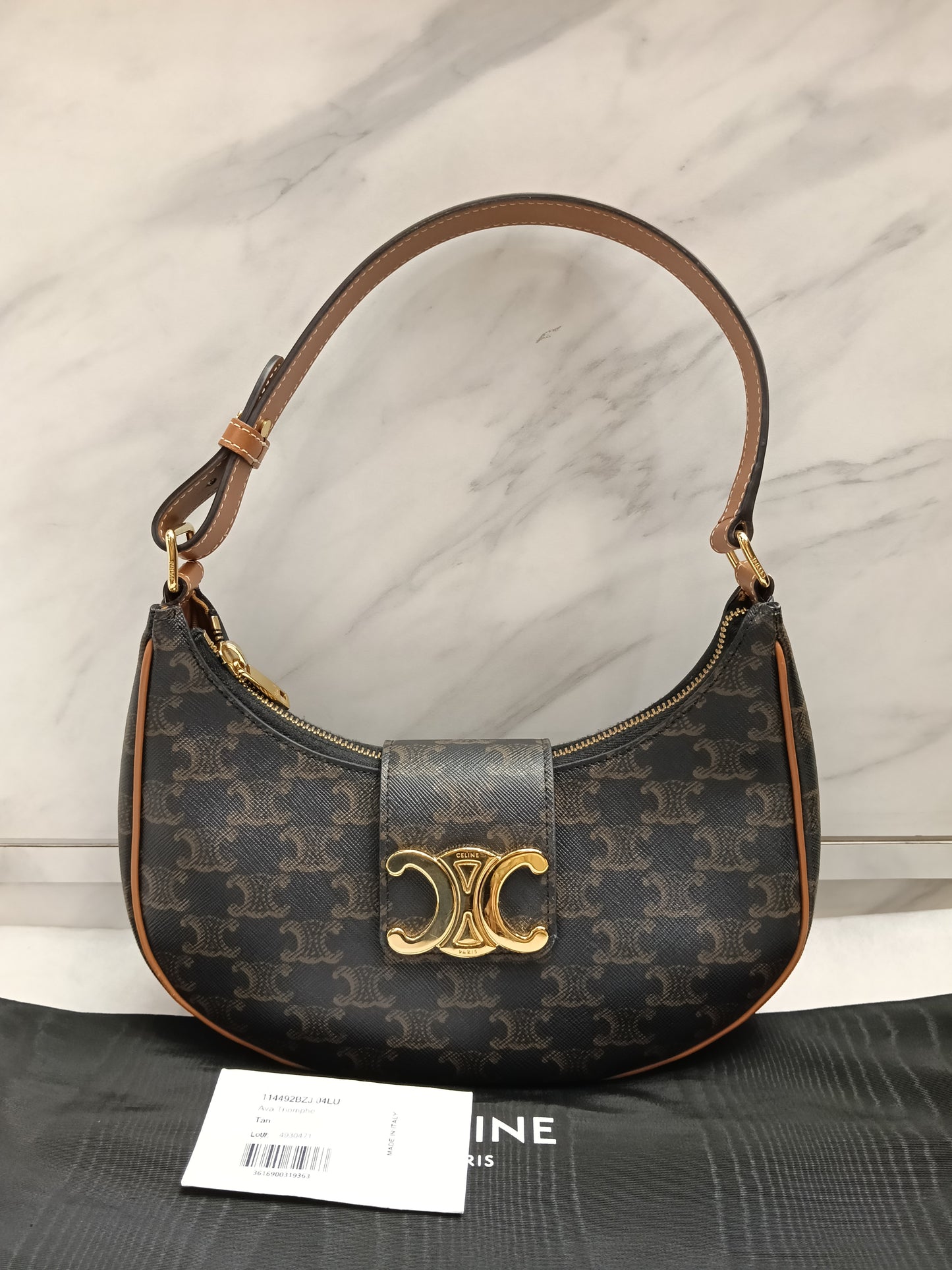 Celine Ava Triomphe Calfskin Tan GHW 2023