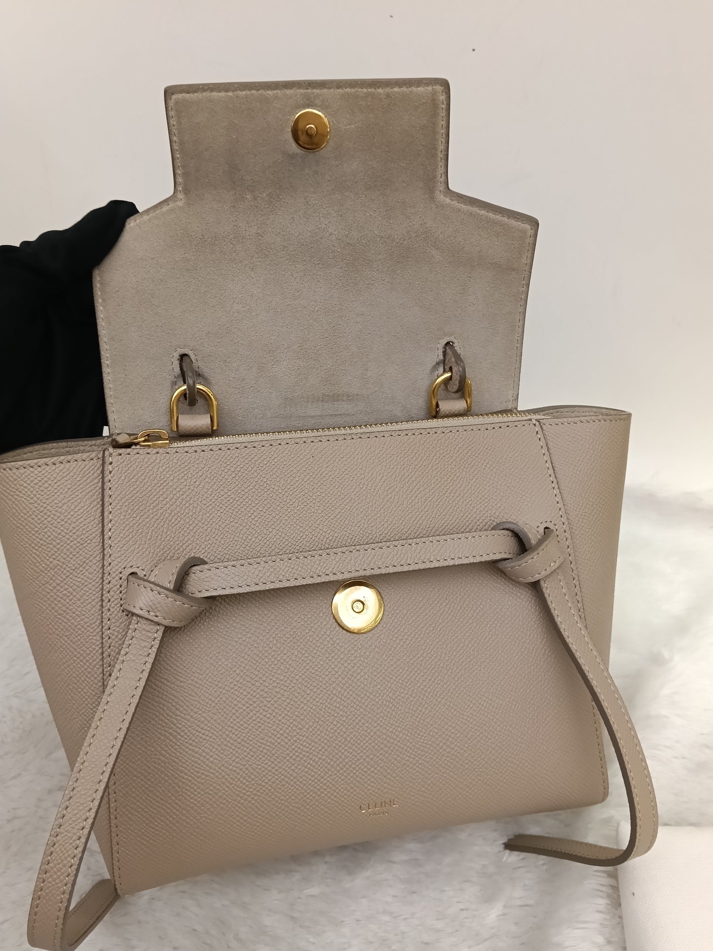 Celine Nano Belt Grained Light Taupe GHW 2021