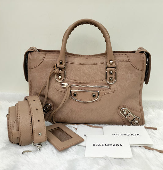 Balenciaga Small City Edge Rose De Sables SHW