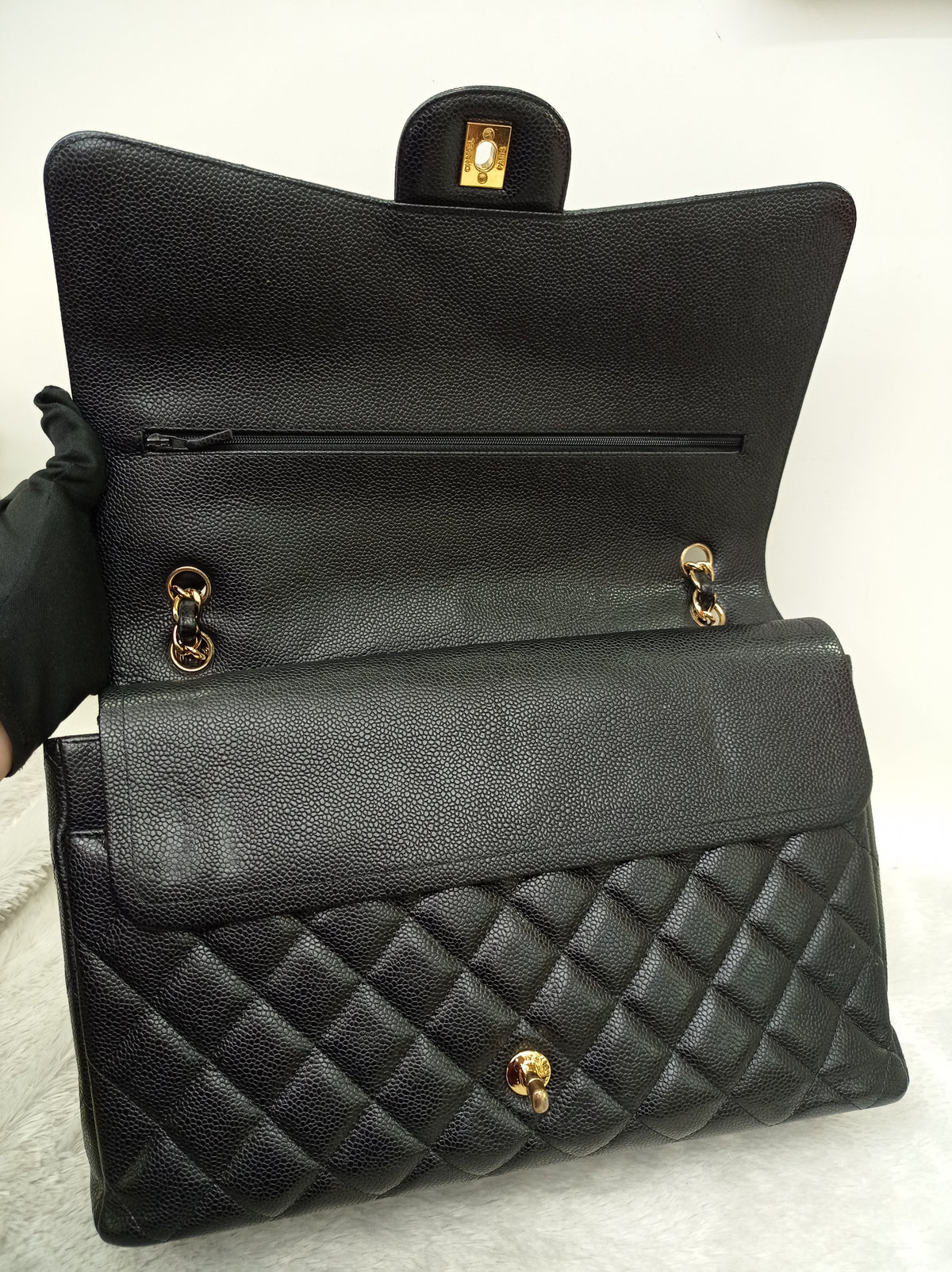 Chanel Maxi Caviar Black GHW DF #14