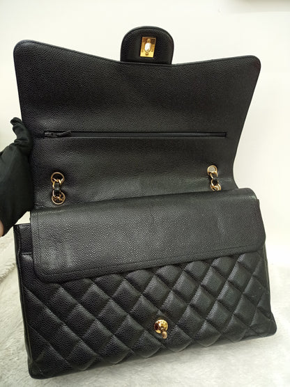 Chanel Maxi Caviar Black GHW DF #14