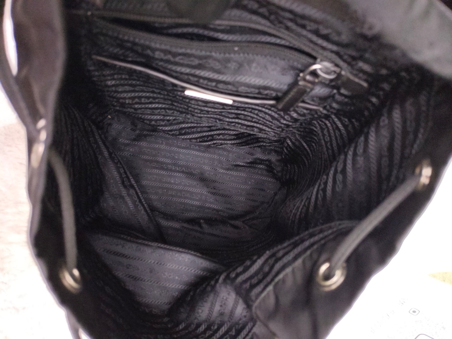 Prada Drawstring Backpack Nylon Black SHW