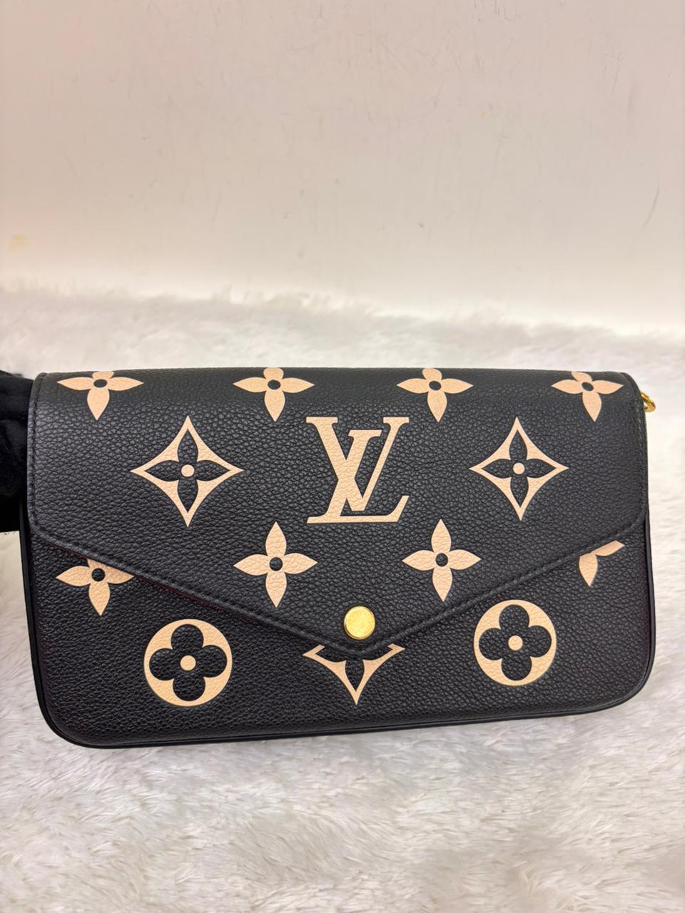 LV Pochette Felicie Monogram Empreinte Noir Beige (CHIP)