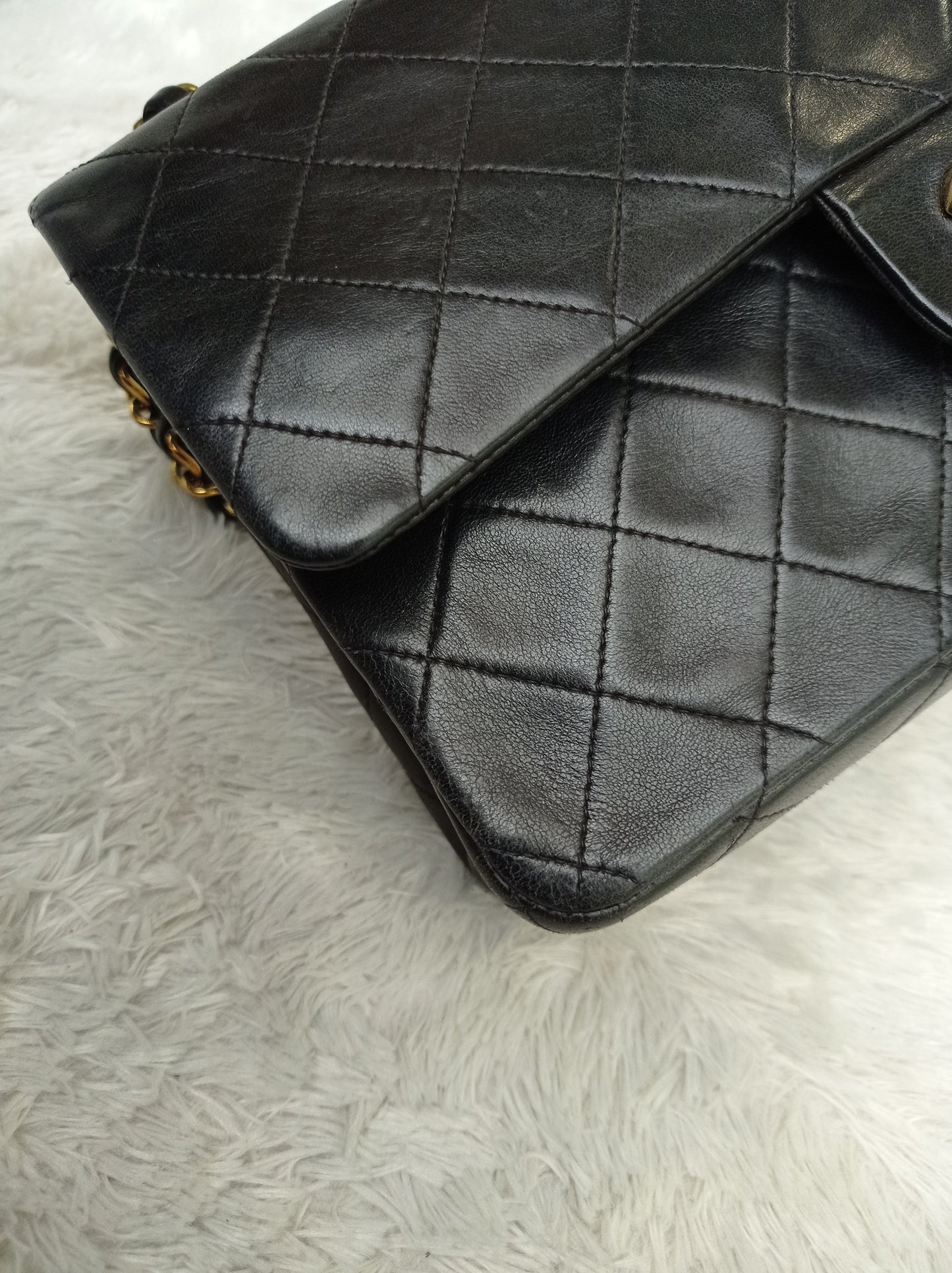 Chanel Medium Lamb Black Vintage GHW DF #2
