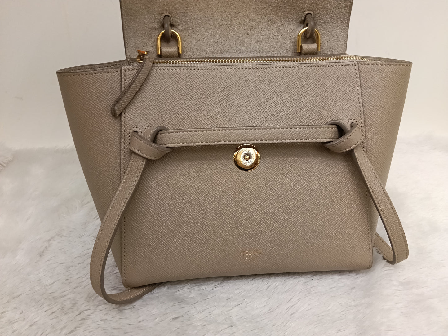 Celine Nano Belt Grained Light Taupe GHW 2018